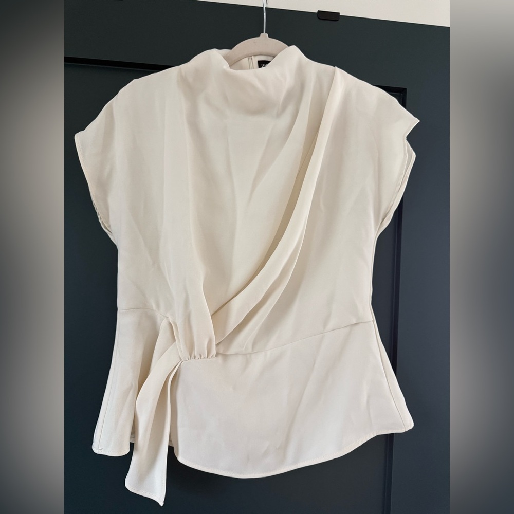 Zara Cream Wrap Blouse